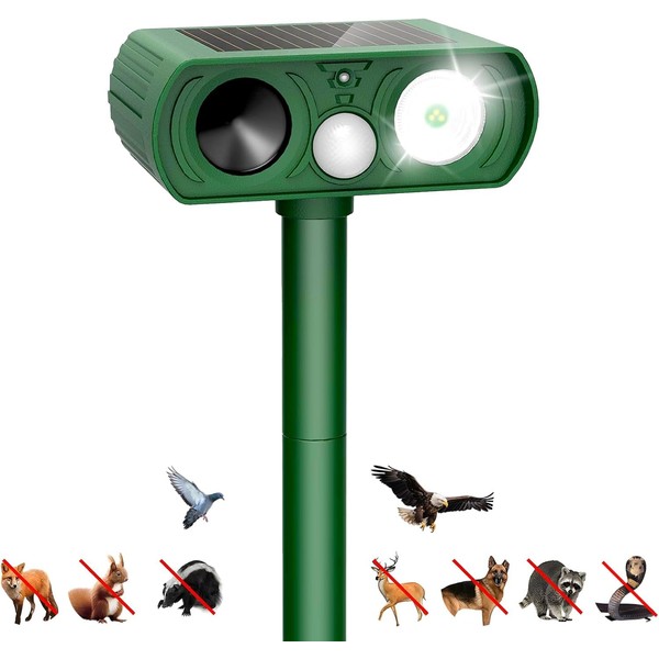 Upgraded Animal Deterrent Devices Outdoor, Solar Animal Repeller with Motion