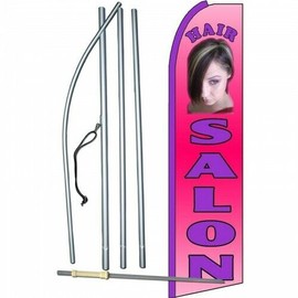 Neoplex Hair Salon Banner Sign Flag Display Kit Complete Pink Swooper Feather Flutter