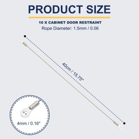 PATIKIL 16" Cabinet Door Restraint, 10 Pcs Cabinet Hinge Limiter Stainless Steel Flexible Braided Cable for Limiting Chest Cupboard Door Swing Closet Opening Angle