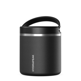 Hydrapeak 25oz Stainless Steel Vacuum Insulated Thermos Food Jar | Thermos for Hot Food and Cold Food, Wide Mouth Leak-Proof Soup Thermos for Adults, 10 Hours Hot and 16 Hours Cold (Black)