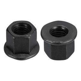 sourcing map M12 Flange Hex Nuts, 2pcs Grade 10.9 Carbon Steel Black Oxide Finished Hex Flange Nuts for Machinery