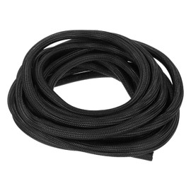sourcing map Split Sleeve Wire Loom 1/2" 25Ft Black Self Wrapping Braided Sleeve UL94-V2 Fireproof PET Sleeving for Automotive, Home Cable Management