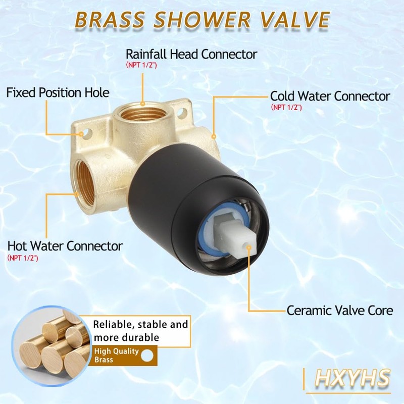 HXYHS 8 Inch Rainfall Shower Head and Handheld Spray Combo