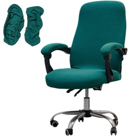 Melaluxe Office Chair Cover with Armrest Covers， Universal Stretch Desk Chair Cover, Computer Chair Slipcovers (Size: L) - Teal Blue