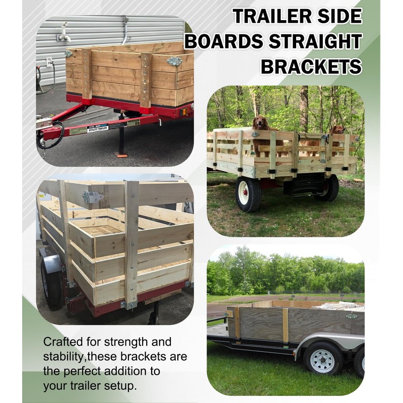 ELITEWILL 2 Sets Trailer Wood Panel Sides Straight Brackets, Latch