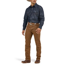 Wrangler Mens Premium Performance Workshirt Button Down Shirts, Denim, 4X US