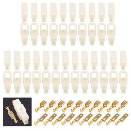 Glarks 180Pcs 6.3mm 2 Pin Way Electrical Automotive Wire Connector Male Female Socket Plug and Terminals Kit for Motorcycle, Bike, Car, Boats (30Set 6.3mm 2P)