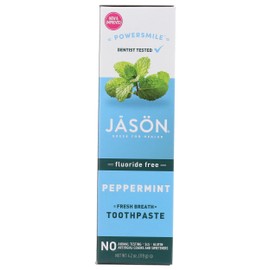 Jason Powersmile Fluoride-Free Peppermint Fresh Breath Toothpaste 4.2 Oz, (Packaging May Vary)