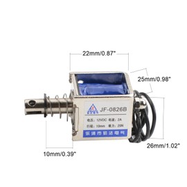 Fielect DC 12V 2A 20N 10mm Stroke Push Pull Type Solenoid Electromagnet, Open Frame Solenoid Electromagnet Linear Motion, JF-0826-12V