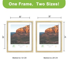 FrameWorks 2-Pack 1 3/8" Thick Natural Oak Wooden Shadow Box Picture Frames 20" x 24" with Removable White Mat to 16"x20" Photo