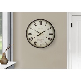 Monarch Specialties I 9057 Clocks, 20" Round, Wall Clock, Antique Brown, Transitional