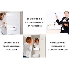 Neatsure Acrylic Magnetic Dry Erase Marker Holder, Magnetic Pen Pencil Cup Holder Organizer for Whiteboard, Fridge, Locker - White