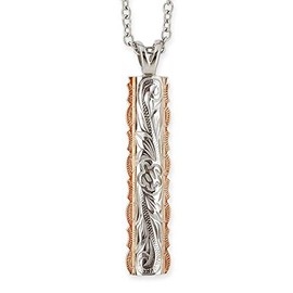 Aloha lokahi Hawaiian Jewelry Necklace, Surgical Stainless Steel, Double Plate, Scroll, Honu, Rose Gold, Pink, Flared Edge, Azuki Chain, Stainless Steel Width 0.08 inches (2 mm), Stainless Steel, No Gemstone