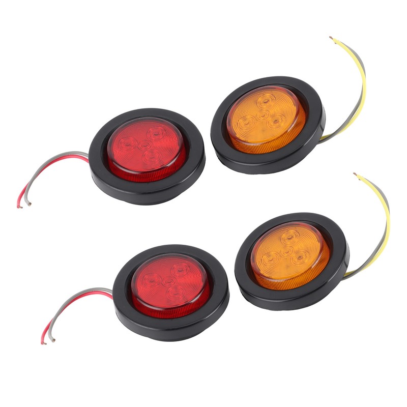 4pcs 2in Round LED Indicator Light Side Marker Lamp Red