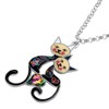 BONSNY Valentine's Day Enamel Rhinestone Couples Lover Cat Necklaces Pendant