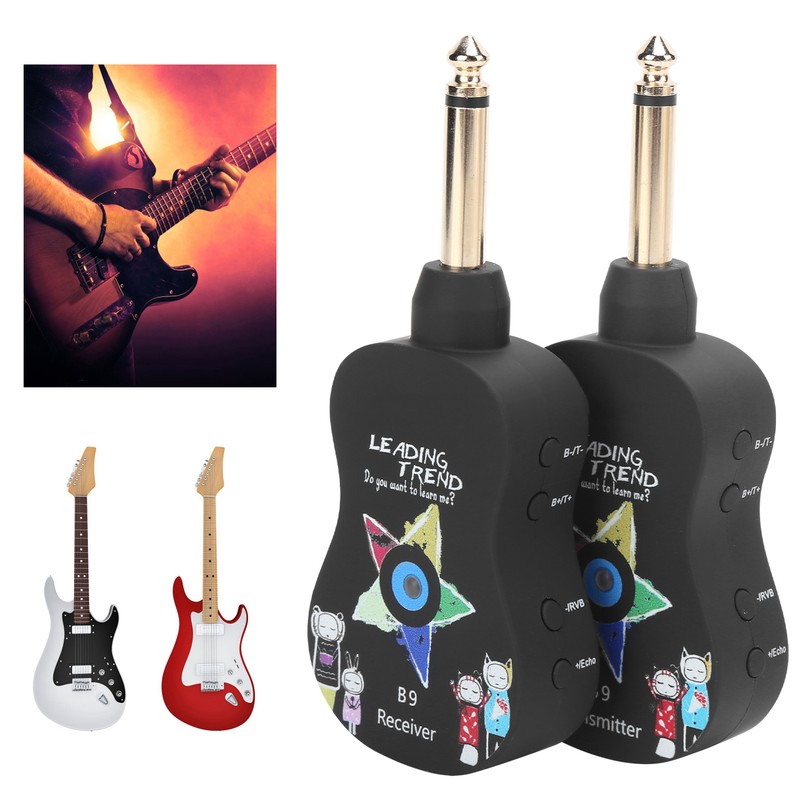 Guitar Wireless System Transmitter Receiver Electronic Pickup Reverb Treble Bass