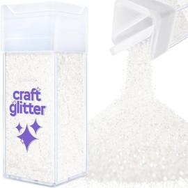 Hemway Premium Craft Glitter Shaker - White Iridescent | Chunky Metallic Flake Sequins for Resin & Epoxy Crafts | Craft Supplies for Festival, Tumblers, Body, Face, Eye & Nail Art | 130 g