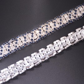Rytenz 1 Yard Crystal Rhinestone Close Chain Trim Pearl Beaded Trim Bridal Lace Ribbon Trimming Rhinestone Chain Trim for Wedding Party Decoration & Bridal Costume Embellishment Clothing Accessories
