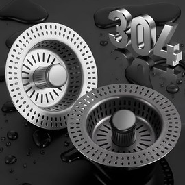 Luimode 3 in 1 Kitchen Sink Strainer and Stopper Combo,304 Stainless Steel Pop Up Anti-Clogging Kitchen Sink Drain Stopper Efficiently Drainage Odor Filter Sink Plug