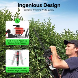 JAYGOVAN Hedge Trimmer Gas Powered 2 Cycle, 26 Inch 22.5cc Dual Sided Blade with Rotating Handle, Gasoline Hedge Shear Includes Blade Cover, Gloves & Glasses for Gardening Modeling, Landscaper