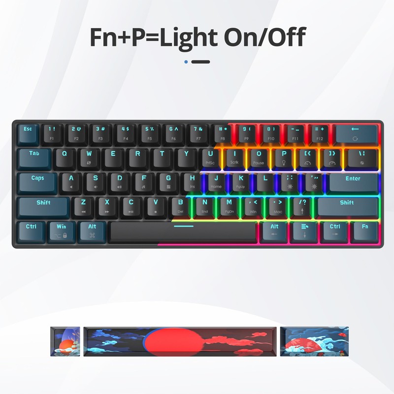 surmen 60% Mechanical Gaming Keyboard with Linear Red Switch, Wired