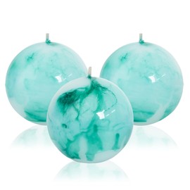 MAITREYA Tie dye Rustic Round Pillar Candles-Unscented Decoration Candles Set of 3-Clean Burning Drisspless Dinner Candles of Home Decor Party(Teal)