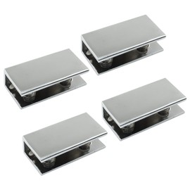 Bivethoi 4 Pcs Glass Shelf Bracket Adjustable Shower Brackets,Heavy Duty Rectangle Clamp Holder for 8-10mm Glass Shelves,Wall Mount Clamps Clip Support Hardware Replacement Parts,Polished Chrome