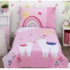 Parent's Choice 4 Piece Bedding Set, Toddler Bed Pink Llama,