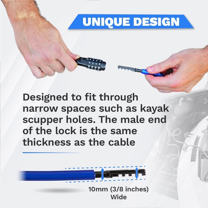 DocksLocks Weatherproof Coiled Security Cable Lock (5ft to 25ft Lengths)