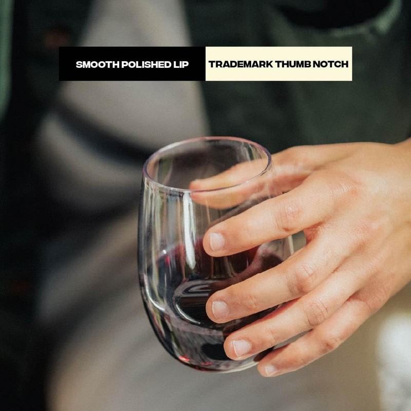 Unbreakable Stemless Wine Glass – Set of 4, 16oz, Dishwasher