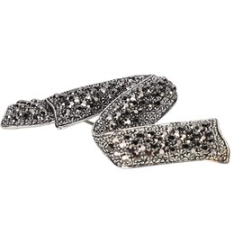 Rhinestone Black Flower Brooches Women Vintage Antique Silver Vintage Alloy Rhinestones Brooch Alloy Lapel Pin Scarf Clothes Decoration Accessory(2040)