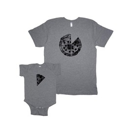 Sunshine Mountain Tees Matching Fathers Day Pizza Shirts for Dad and Baby Boy L&6-12 Heather Grey