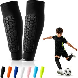 Genérico 2026 Nuevo Espinilleras Futbol Niño, Espinilleras Futbol Adulto con Mangas de Compresión y Almohadillas de Panal, Canilleras para Esquí, Fútbol y Ciclismo