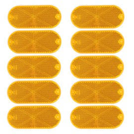 Yinaolan 10 Pack Yellow Self Adhesive Or Drill Mount Oval Reflectors, Road Safety Gate Posts Rear Reflectors for Trailer Caravan Truck Tractor Boat Lorry Motorcycle Fence Gate Post