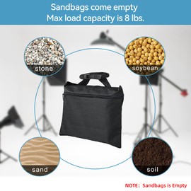 Sandbags 8 Packs, Sandbag Weights for Backdrop Stand Sandbags, SandBag for Weight, Weight Bags with Zipper and Buckle Straps for Support Heavy Duty Light Stand