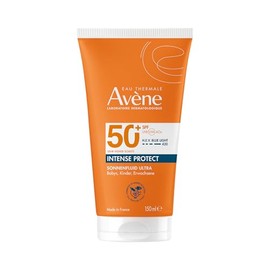 Avene Protector Solar Corporal Dermatológico Intense Protect FPS50+, Protector Solar Corporal y Facial para Piel Sensible, Protección UVA UVB y Luz Azul, Resistente al Agua, 150ml