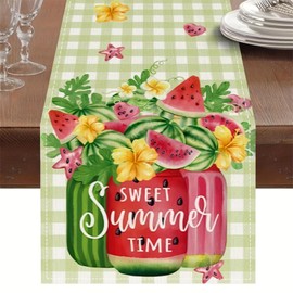 BSITSSS Summer Table Runner, Watermelon Table Runners for Dining Table, 33 x183 cm Seasonal Sweet Summer Kitchen Runner Dining Table Decoration for Home Party Decor