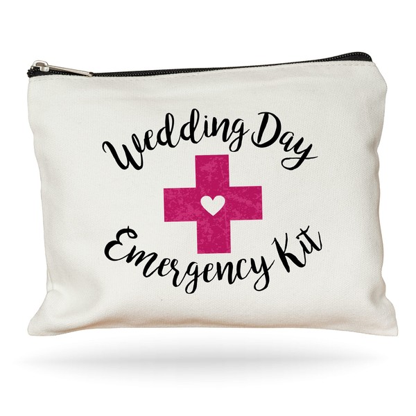 Moonwake Designs Wedding Day Emergency Kit Makeup Bag, Bridal Shower Gift, Wedding Survival Kit, Cosmetic Bag