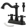 GGStudy Bathroom Faucet Matte Black 2 Handles 4 Inches Centerset