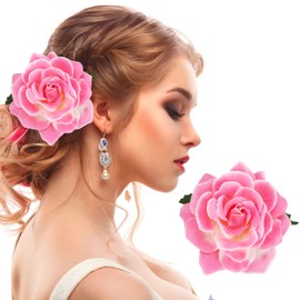 PAFUWEI Flower Hair Clip, Artifical Flower Hairpin for Bridal Bridesmaid Girls, Flamenco Dancer Hair Brooch and Pins for Women, Rose Red Hair Accessories for Christmas, Wedding…