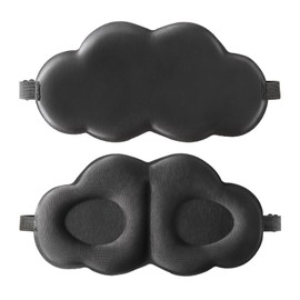 2 Pack 3D Memory Foam Eye Mask for Sleeping, Zero Pressure Ice Silk Sleep Mask with Adjustable Strap, Soft Blackout Eye Masks for Men & Women, Travel & Nap