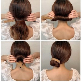 1 x Bun Hair Maker, Bun Hair Arrangement, Pearl, Cute, Korean Style Hair Band, Hair Accessory, Hair Clip, Hair Band, Bun Maker, Hair Arrangement, Easy (2. Blue)