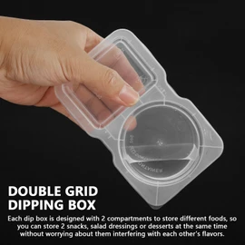 DJAPWPX-Plastic Compartment Snack Containers Reusable Double Compartment Condiment Container Leak-Proof Double Compartment Snack Container for Sampling (40)