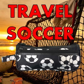 Soccer Toiletry Travel Bag Case - Accessories, Cosmetics, Electronics (2 Zipper)