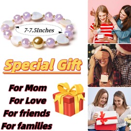 MetJakt Handmade Stretch Stretch Bracelet 10 mm Crystals Colourful Heart Jewellery 12 mm Tahiti Beads Core Pearl Glitter Crystal Heart Bracelet 18 K Gold-Plated Women's Jewellery, Crystal, Crystal