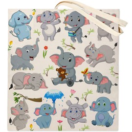 DOOX Elephant Tote Bag, Canvas Reusable Shopping -Grocery/Beach/Gifts Bag - Birthday & Christmas Elephant Gifts for Women