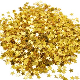 Confetti Glitter, 4000pcs 30g Plastic Stars Confetti Sparkly Sequins for Nail Art Decorations and Christmas Party Supplies, Gold
