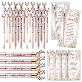 Supervitae 30 Sets Bridal Shower Favors Gifts for Guests Wedding Diamond Pens Bulk Bridal Shower Pens with Thank You Cards for Guest Wedding Game Prizes Souvenirs(Rose Gold)