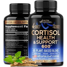 Cortisol Supplement for Women - Holy Basil | Ashwagandha | Rhodiola | L-Theanine - Plant-Based Hormone Balance - Mood, Focus & Sleep Support - Made in USA - Vegan, Non-GMO - 60 Capsules for 2 Months