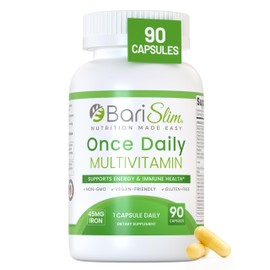 BariSlim Once Daily Bariatric Multivitamin Capsule - 45mg of Iron - Bariatric Vitamin & Supplement for Post Bariatric Surgery Including Gastric Bypass & Gastric Sleeve | 90 Day Supply